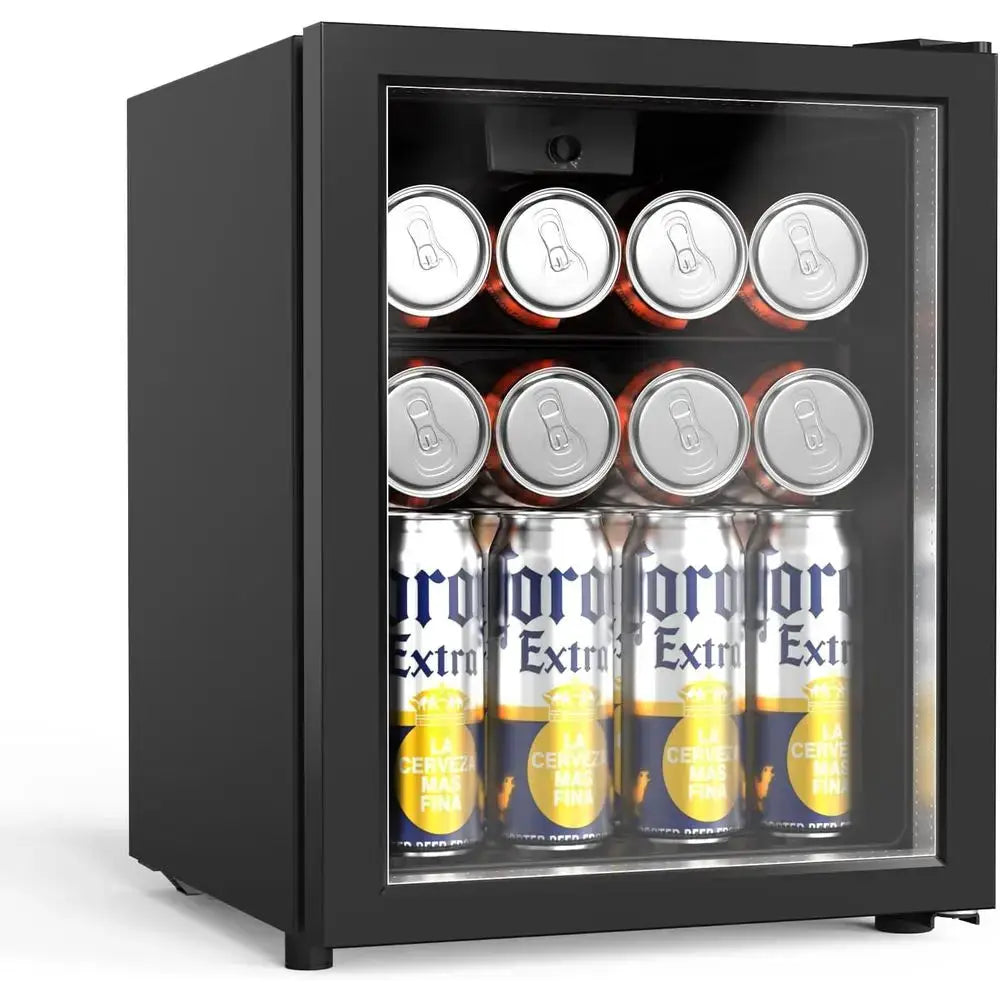 Compact 28-Can Beverage Refrigerator with Glass Door, Adjustable Shelves, Ideal for Bedrooms, Bars, Offices, 43-64°F Temperature from PriceLows™