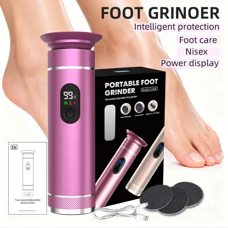 Aluminum Alloy Electric Foot Grinder For Feet - Dual Power Type-C/Battery, Callus & Dead Skin Remover Pedicure Tool from PriceLows™