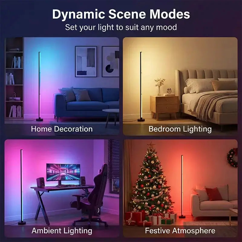 Music Sync RGB LED Floor Lamp Dynamic Color Changing Standing Light Romantic Ambient Light for Weddings, Parties, Hotels, Bedrooms, Gaming Rooms & Football Matches, Ideal Festival Gift from PriceLows™