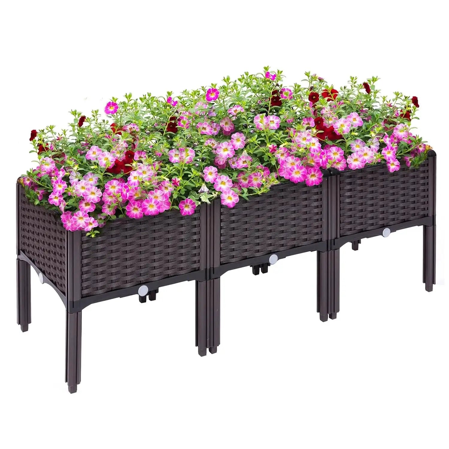 3pcs Vegetable Flower Raised Garden Container with Legs Elevated Planter Boxe withDrain Outlet for Indoor/Outdoor/Garden/Balcony from PriceLows™