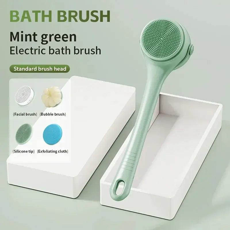 Hot Selling USB Electric Long Handle Silicone Bath Brush Electric Rotating Body Shower Cleaner Brush for Body with 4 Brush Heads from PriceLows™