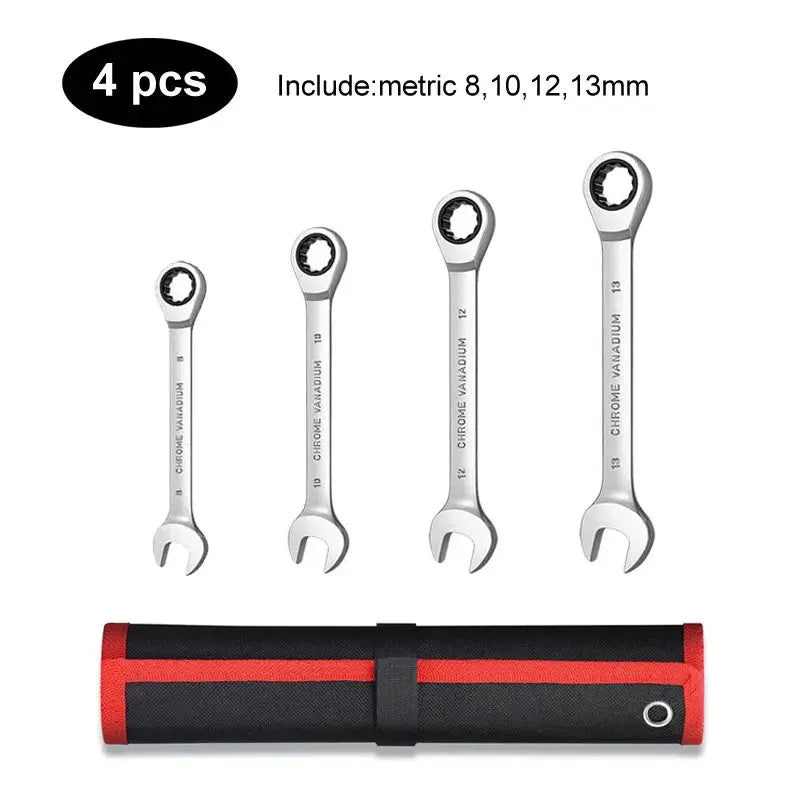 Ratcheting Wrench Set Metric and Standard 12-Point Box End Combination Spanner Gear Wrench Garage Tool Set,CR-V Full Polished from PriceLows™