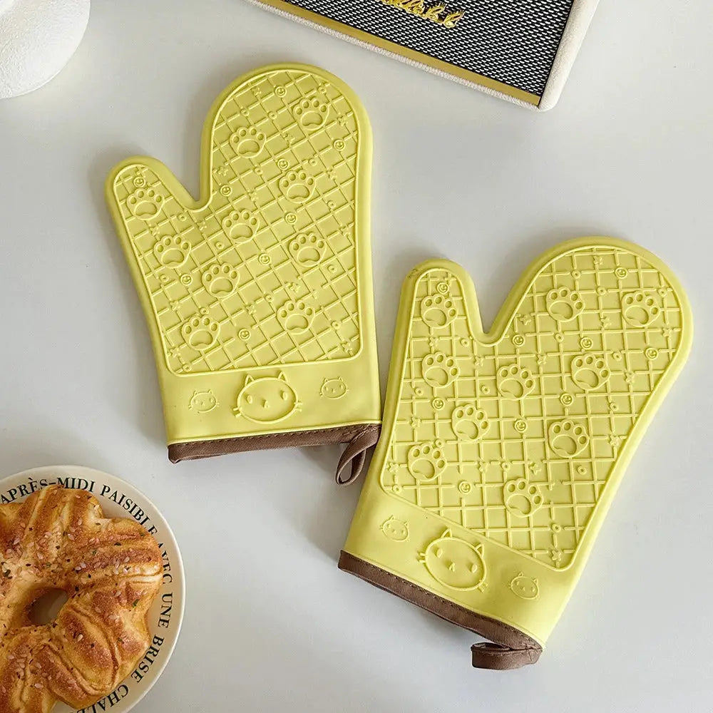 Silicone Oven Mitts | Non Slip Grip | Cotton Lining | 28x18 cm, 2 Pack