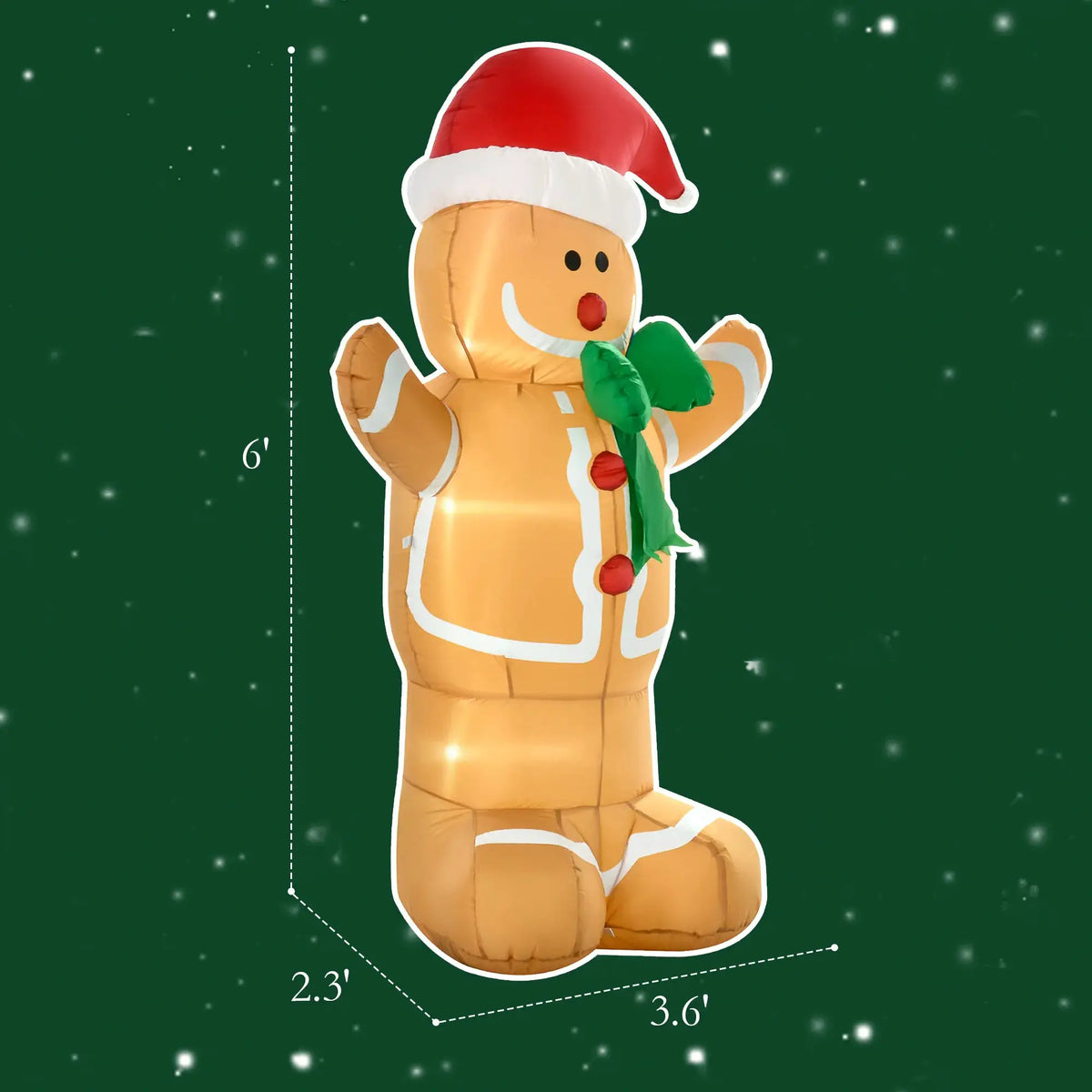 Inflatable Gingerbread Man | 6 Foot | LED Lights | Outdoor Decor