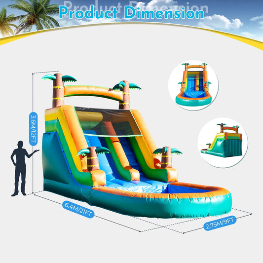 21ft Giant Commercial PVC Inflatable Water Slide Bounce House Pool With Blower commercial Children's playground water slide from PriceLows™