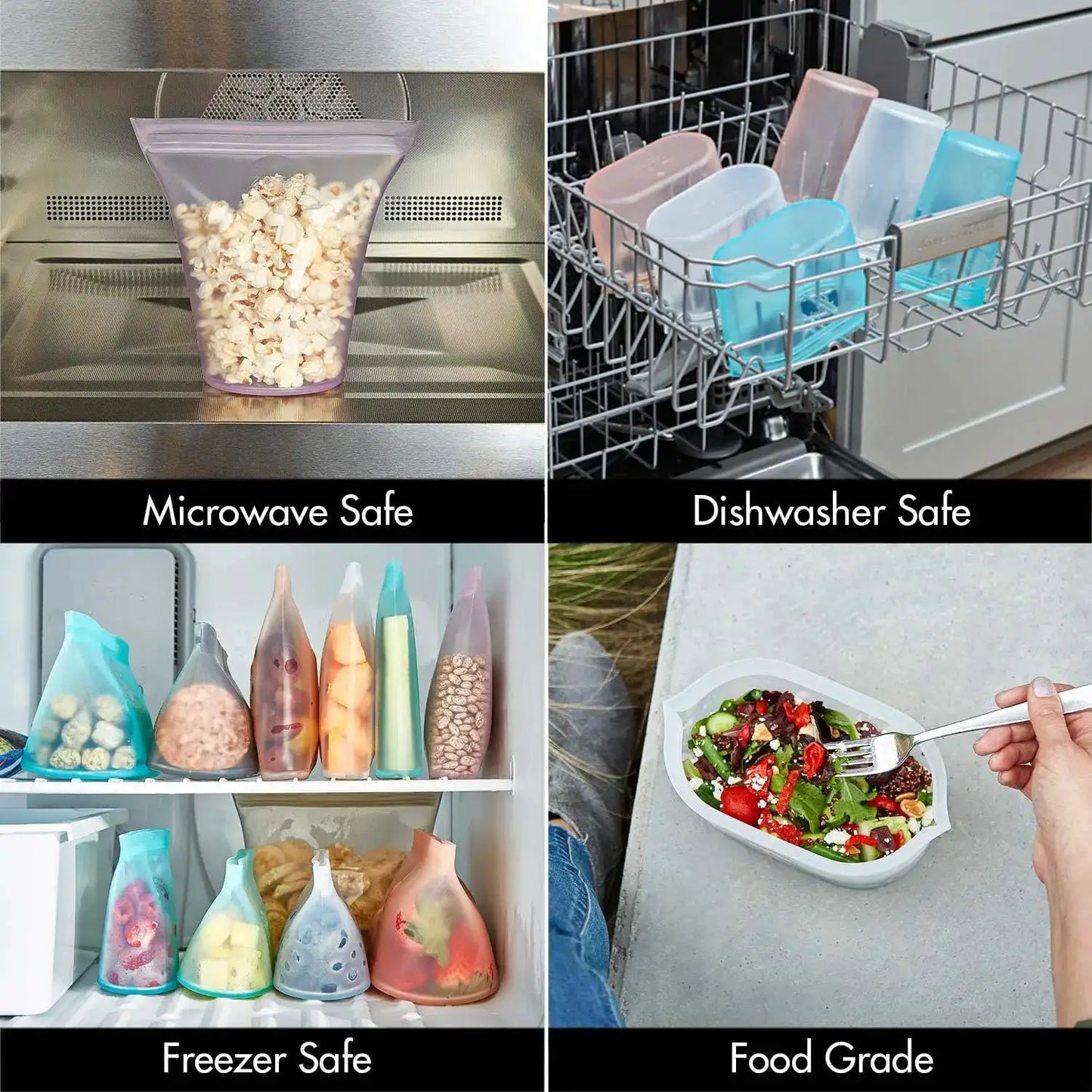 Silicone Food Storage Set | 8-Piece | Microwave, Freezer & Dishwasher Safe