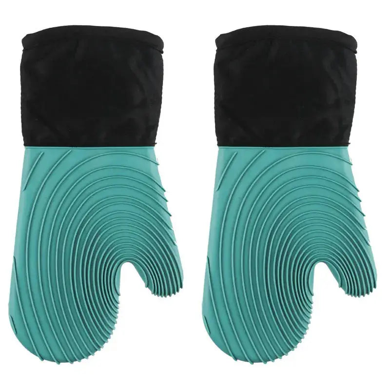 Silicone Oven Mitts | Slip Resistant | Waterproof, Soft Polyester Lining | Set