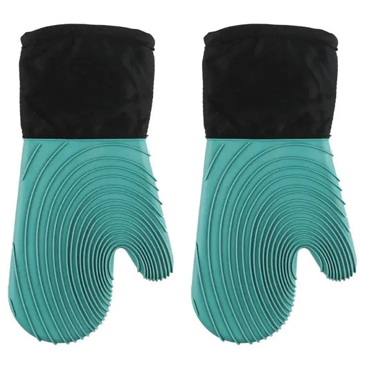 Silicone Oven Mitts | Slip Resistant | Waterproof, Soft Polyester Lining | Set