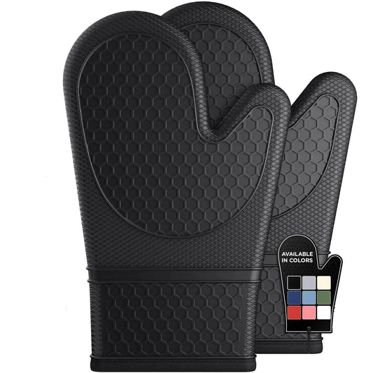 Silicone Oven Mitts | Heat Resistant | Slip-Resistant Knit | Set Of 2