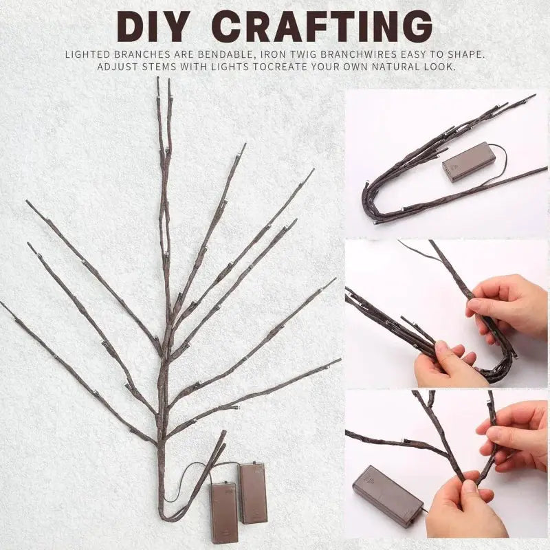 LED Christmas Tree Branch Lights Battery Operated Bendable Twig Branch Lights For Home Indoor Vase Holiday Festival Decoration from PriceLows™