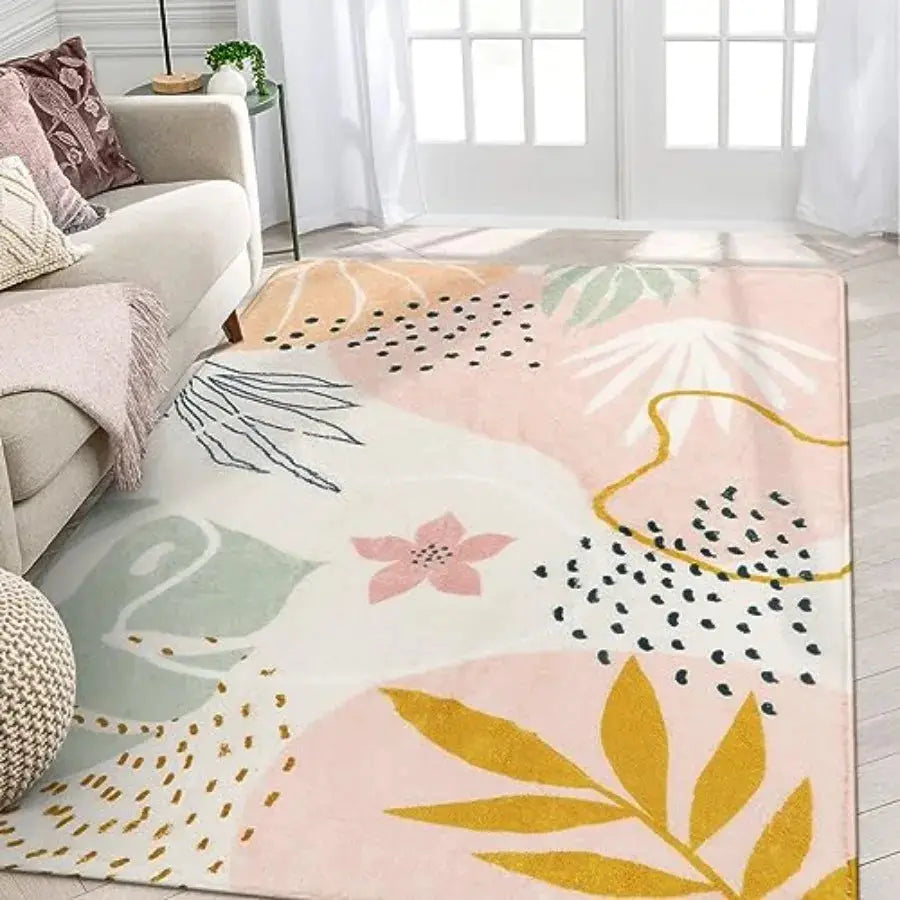 Carpet for Living Room - 4x6 Area Rug for Bedroom Washable Non-Slip Boho Rug Throw Cute Soft Nursery Rug, Abstract Boical Print from PriceLows™