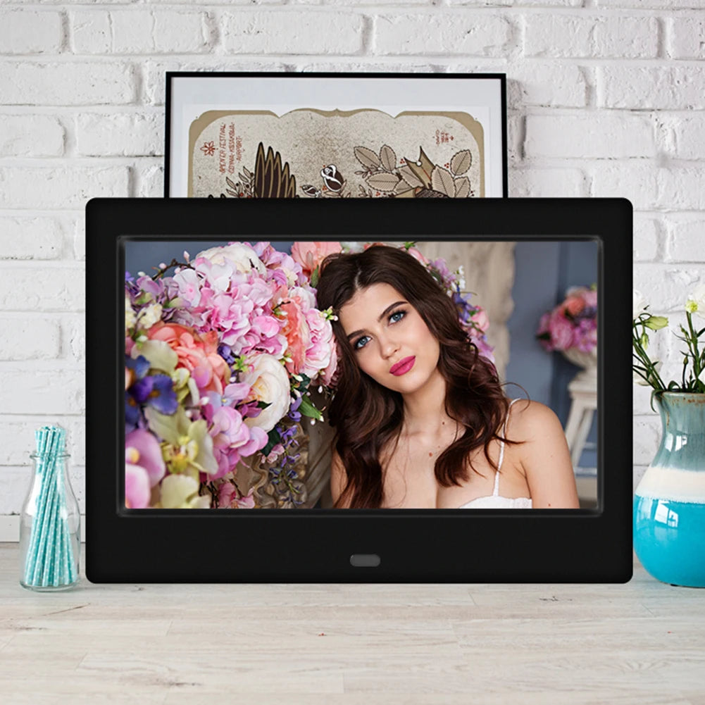 Digital Photo Frame | 7 Inch HD Display | 800x480 Resolution | Alarm Clock