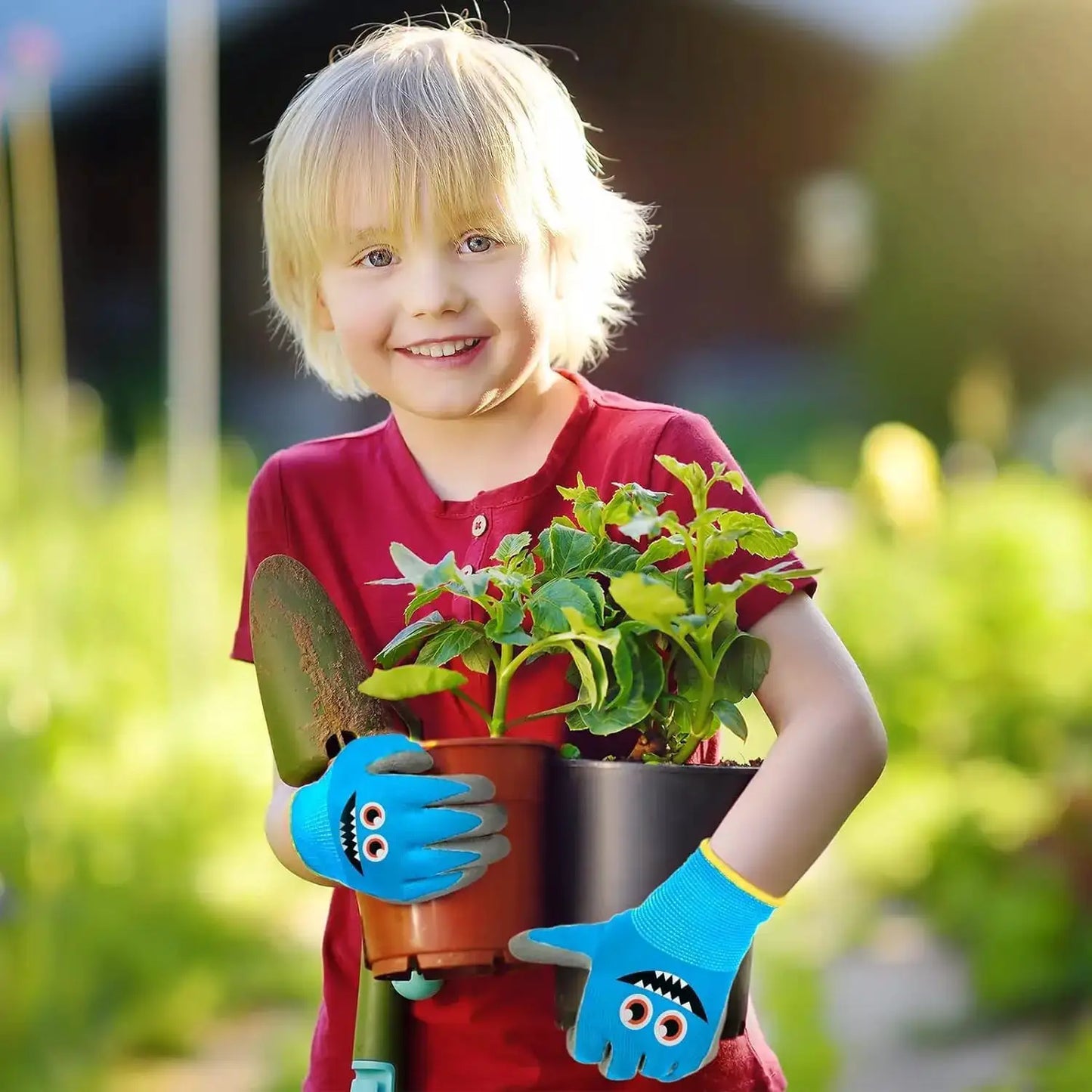 3 Pairs Kids Gardening Gloves, Soft Rubber Coated Yard Work Gloves for Toddlers Girls Boys from PriceLows™