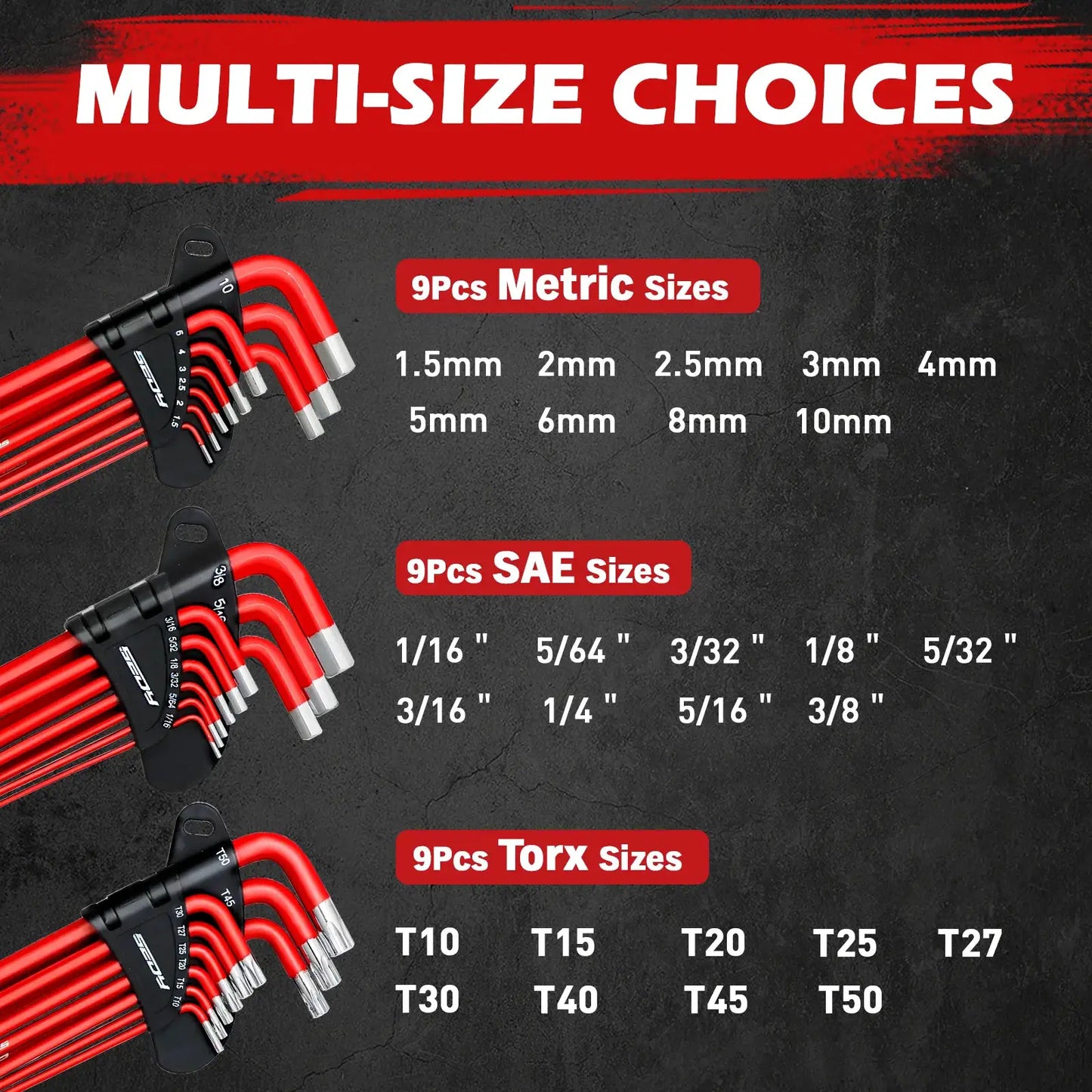 SEDY 30pcs Long Arm Ball End L-Hex & Torx Key Set with Grip Handle Hex Key Wrench Set with T-Handle and Extension Bars from PriceLows™