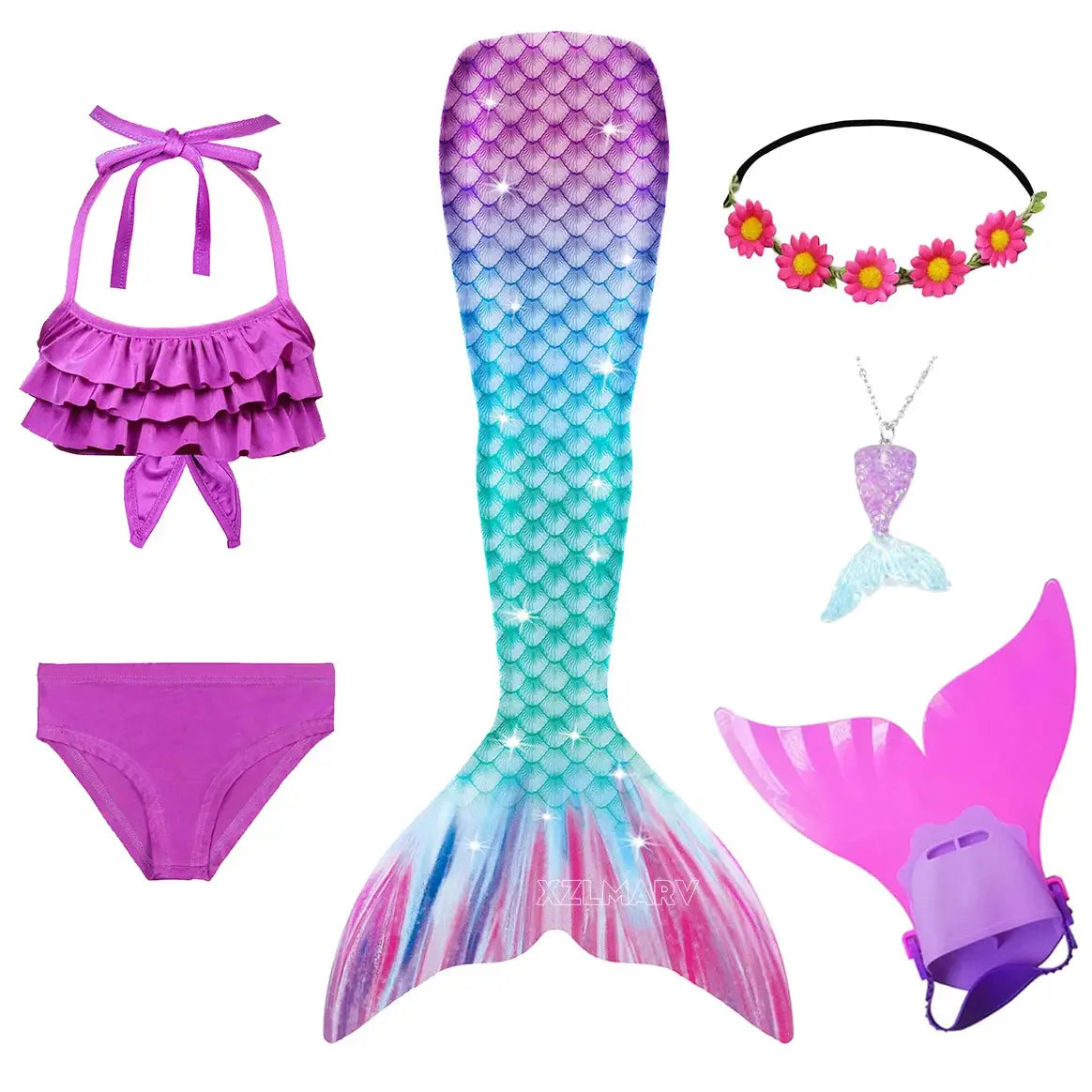 Mermaid Costume for Girl Mermaid Tail for Swimming Can Add Monofin Fin Girls Ariel Mermaid Costumes Cosplay Birthday Gift from PriceLows™