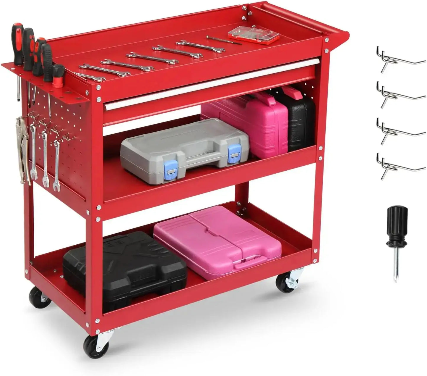 Winado 3 Tier Rolling Tool Cart with Drawers, Heavy Duty Utility Cart on Wheels, Rolling Tool Box for Garage, Warehouse, Factory from PriceLows™