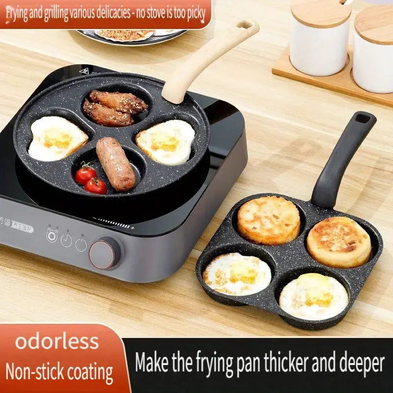 Frying Pan | Four-Hole Omelette Pan | Medical Stone Non-Stick Flat-Bottom | 1pc