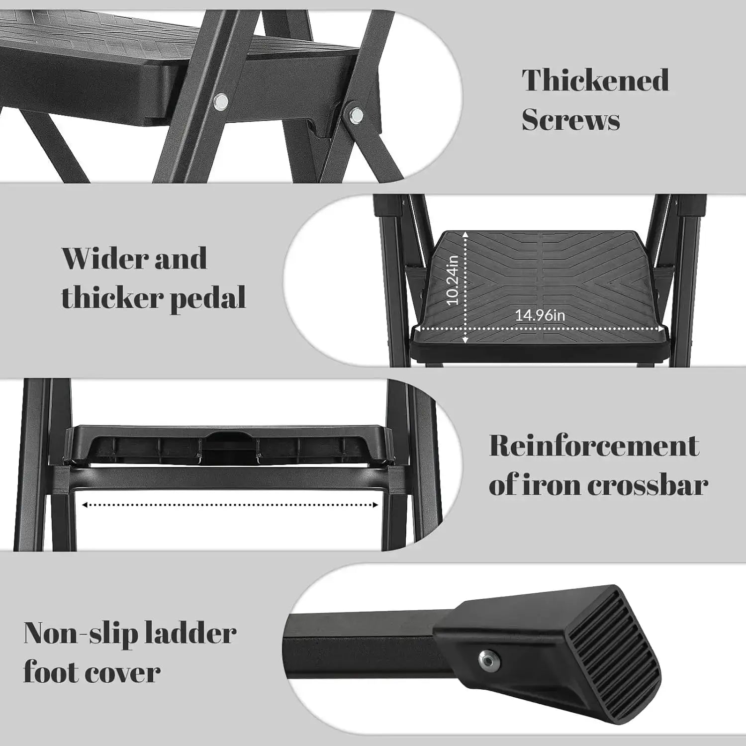 5 Step Ladder with Handrail & Tool Tray, 660 lbs Capacity, Anti-Slip Wide Pedal, Sturdy Steel for Home Kitchen Outdoor from PriceLows™