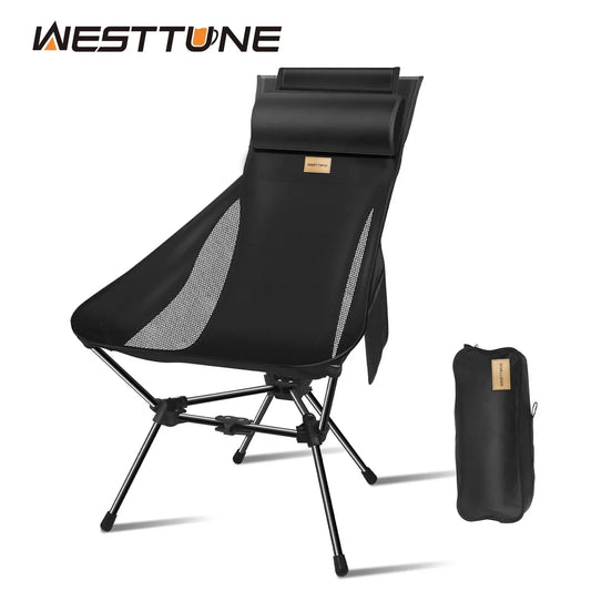 WESTTUNE Lightweight Folding High Back Camping Chair with Head Support Portable Compact Outdoor Travel Picnic Beach Longue Chair from PriceLows™
