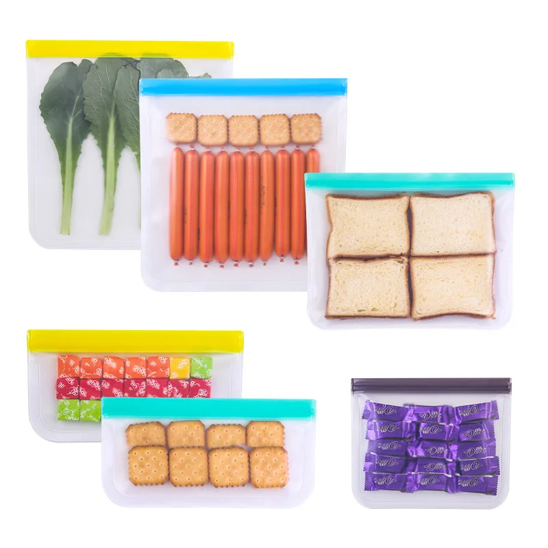 Reusable Silicone Food Storage Bags | Leakproof | Freezer Safe | 200 Pcs Lot