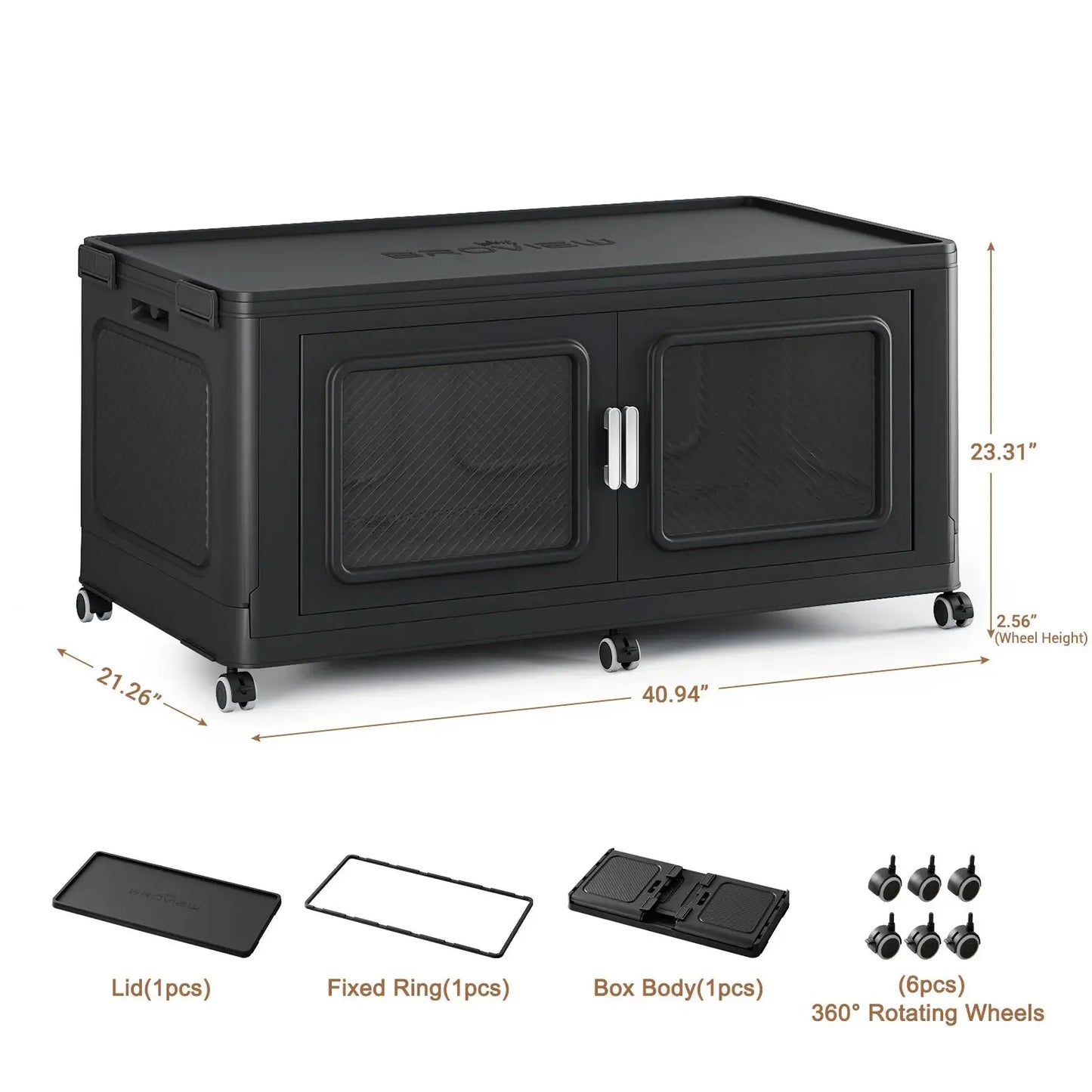 BROVIEW 165 Gal Extra Large Storage Bins Each Box with 1 Lid, 660 Qt Stackable Storage Box with Wheels, Collapsible Plastic Storage Cabinet Cubes Shelves Home Organization, 1/3/4Pack, Black from PriceLows™