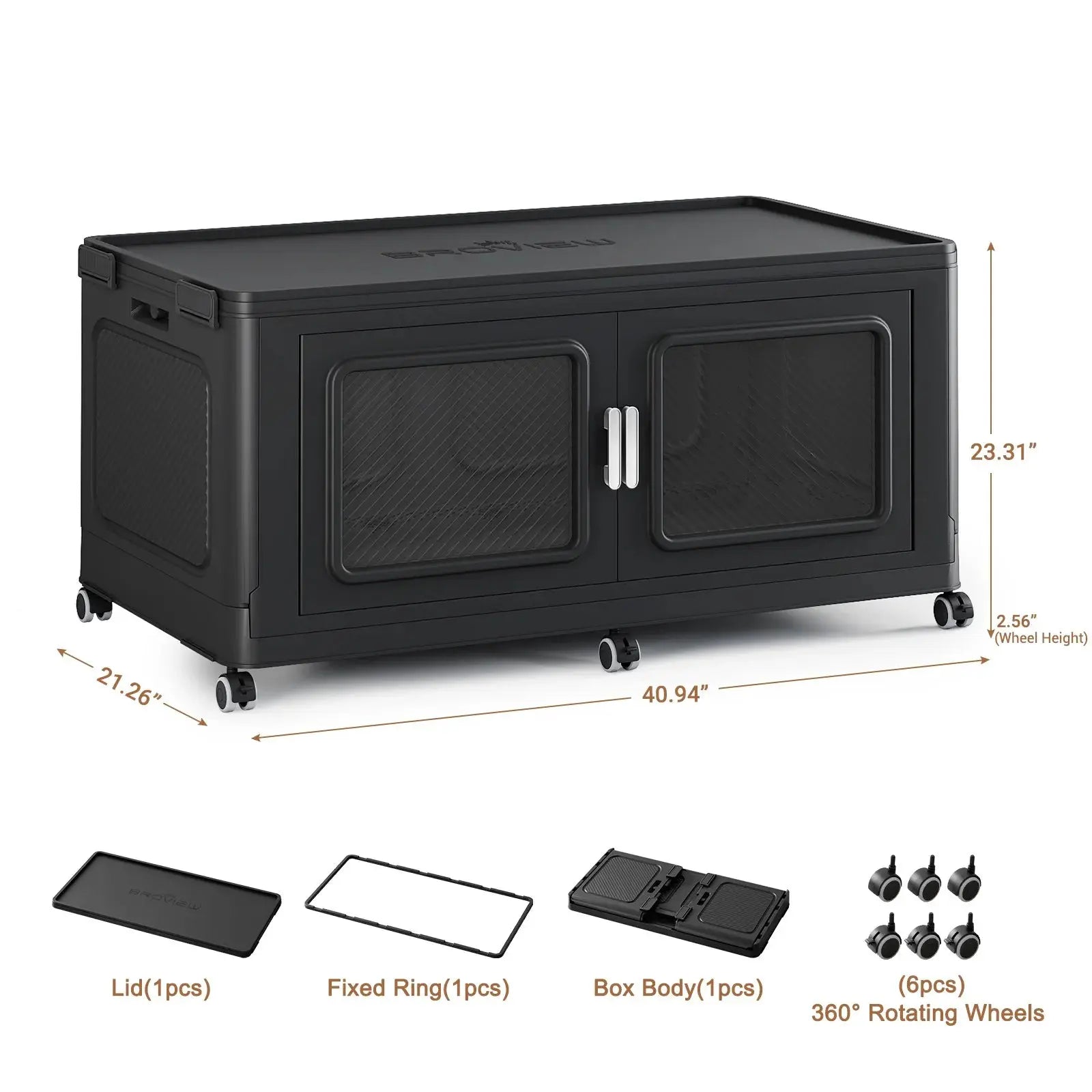 BROVIEW 165 Gal Extra Large Storage Bins Each Box with 1 Lid, 660 Qt Stackable Storage Box with Wheels, Collapsible Plastic Storage Cabinet Cubes Shelves Home Organization, 1/3/4Pack, Black from PriceLows™