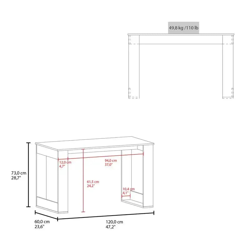 Aurora Writing Desk with Ample Surface - White Computer Workstation from PriceLows™