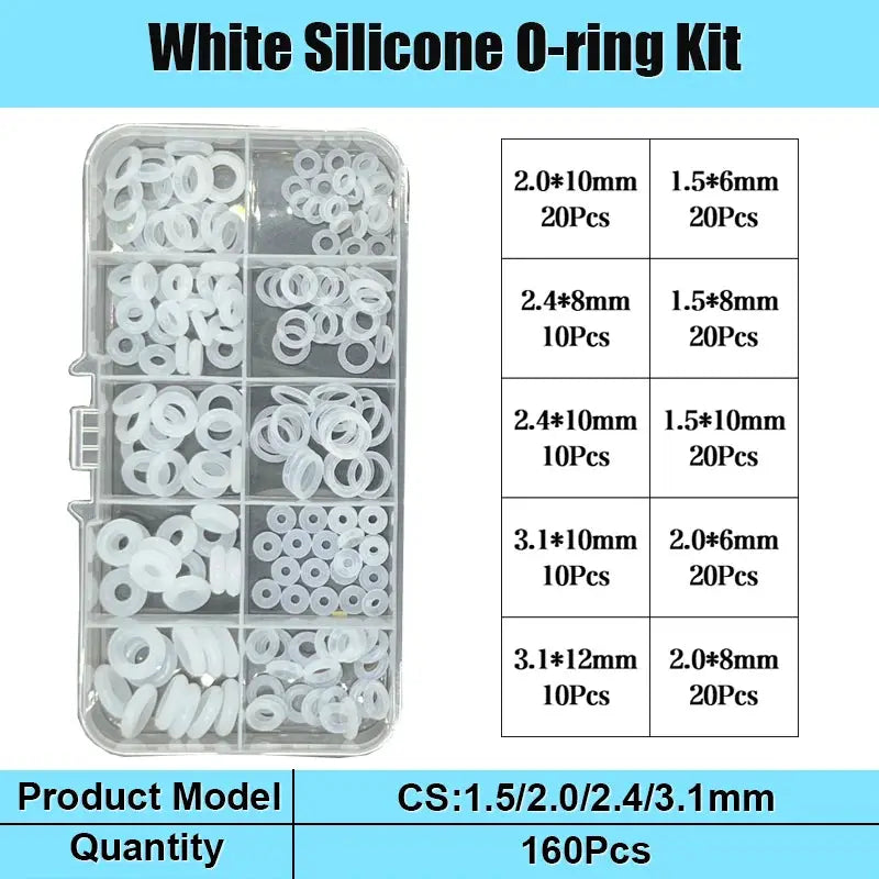 White Silicone O-ring VMQ O Ring Seal Gasket CS 1.5/2.0/2.4/3.1mm Insulated Waterproof Washer Round O Shape Oring Kit from PriceLows™