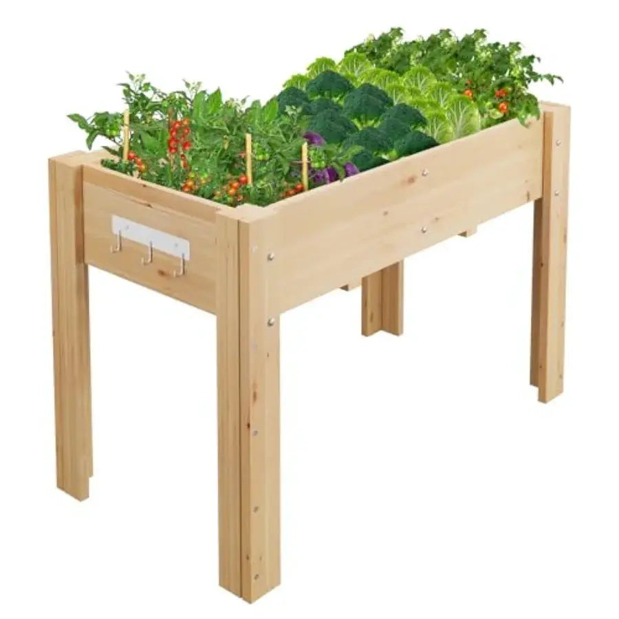 47x30x22 Inch Raised Garden Bed with Legs and Hooks Elevated Wood Planter Box Stand 4x2.5x1.8 Ft for Vegetables and Herbs Outdo from PriceLows™