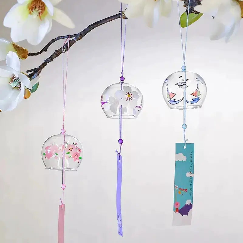 Japanese Sakura Glass Wind Chime Cherry Blossom Wind Bell Korean Kawaii Room Decor Hanging Decor Wind Chimes Outdoor 후우링 from PriceLows™