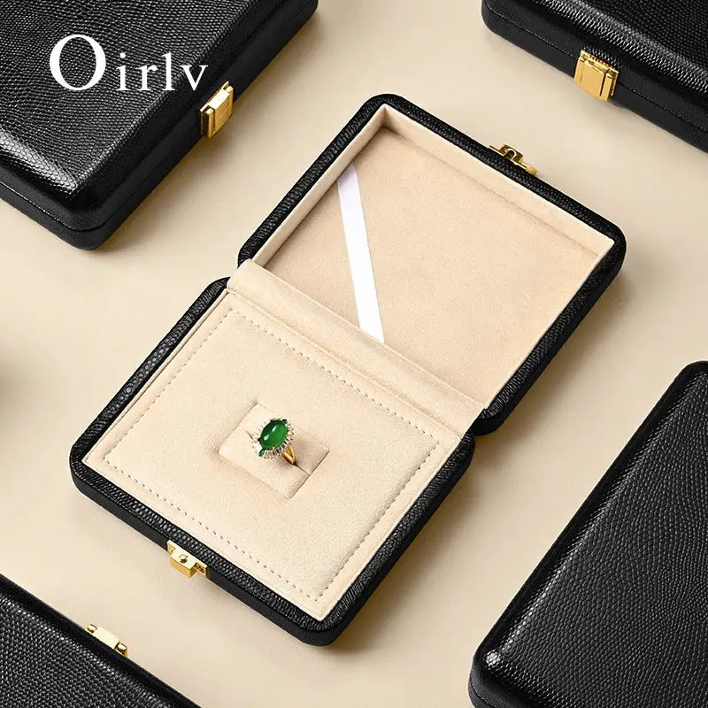 Oirlv Black Jewelry Organiser Boxes PU Leather Ring Earring Jewelry Set Box Jewel cases of precious metal Storage Box Gifts Box from PriceLows™