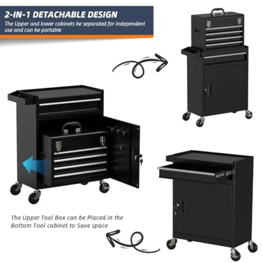 5-Drawer High Capacity Rolling Tool Box, Removable Cabinet Storage Tool Chest with Wheels and Drawers, Detachable Toolbox with from PriceLows™