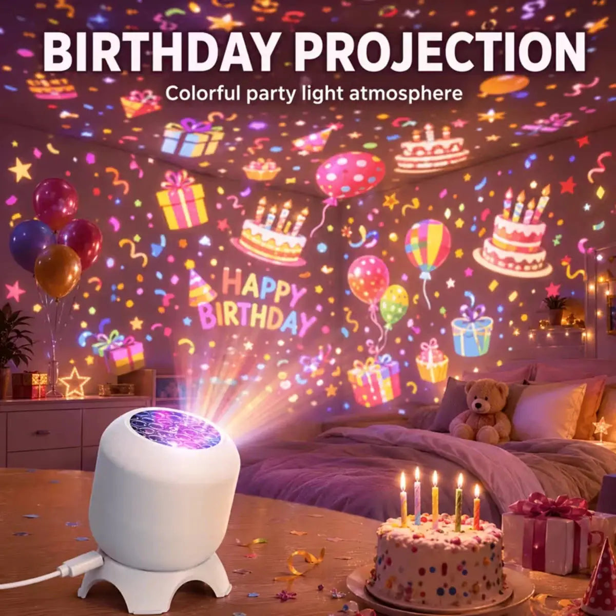 LED Projector Light | 8 In 1 | Dynamic Rotating | Indoor Decor