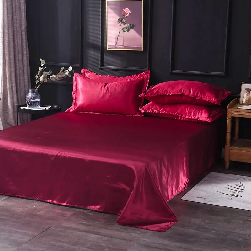Satin Bed Sheets Set | Solid Color | Poly Cotton Blend | Single Twin Sizes