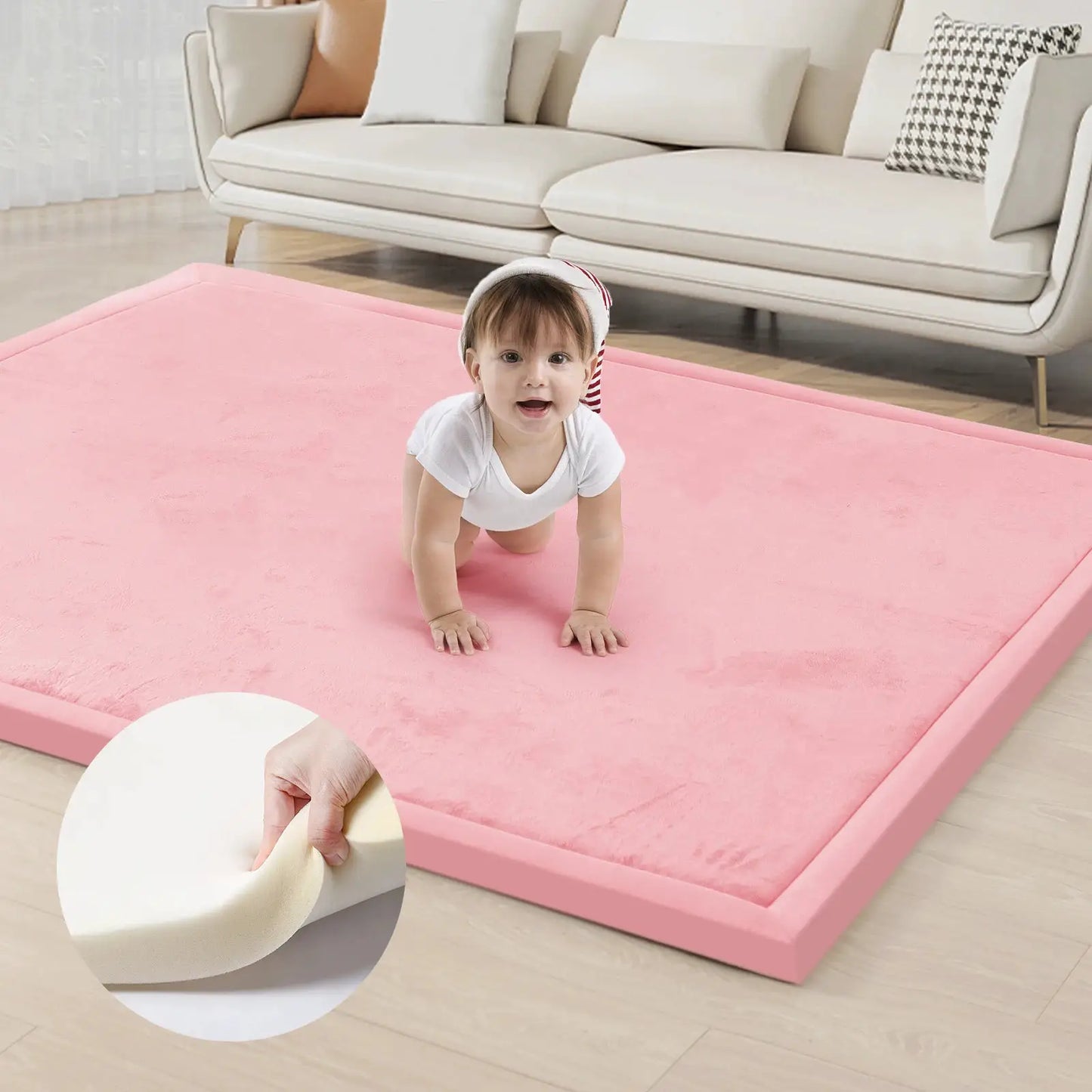 Carpet For Floor 2cm Thick Memory Foam Playpen Mat With Non-slip Bottom For Living Room Soft Velvet Minimalist Carpet Kids Rugs from PriceLows™