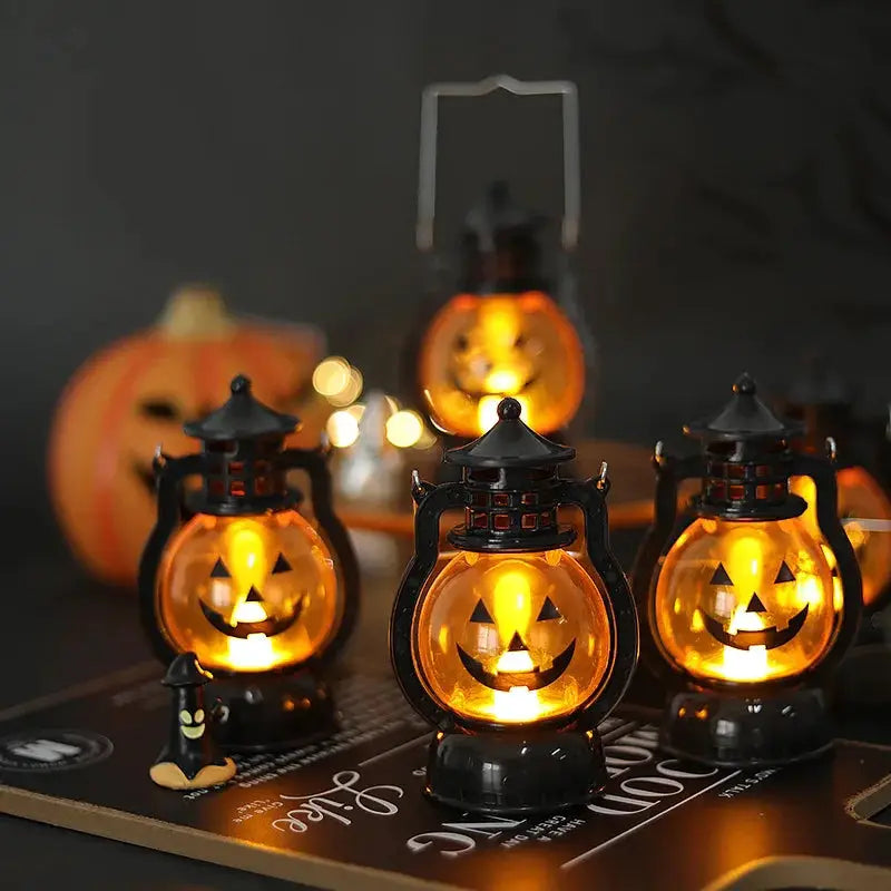 Halloween Pumpkin Light | Plastic Shell | Ghost Accent Glow | Mini Size