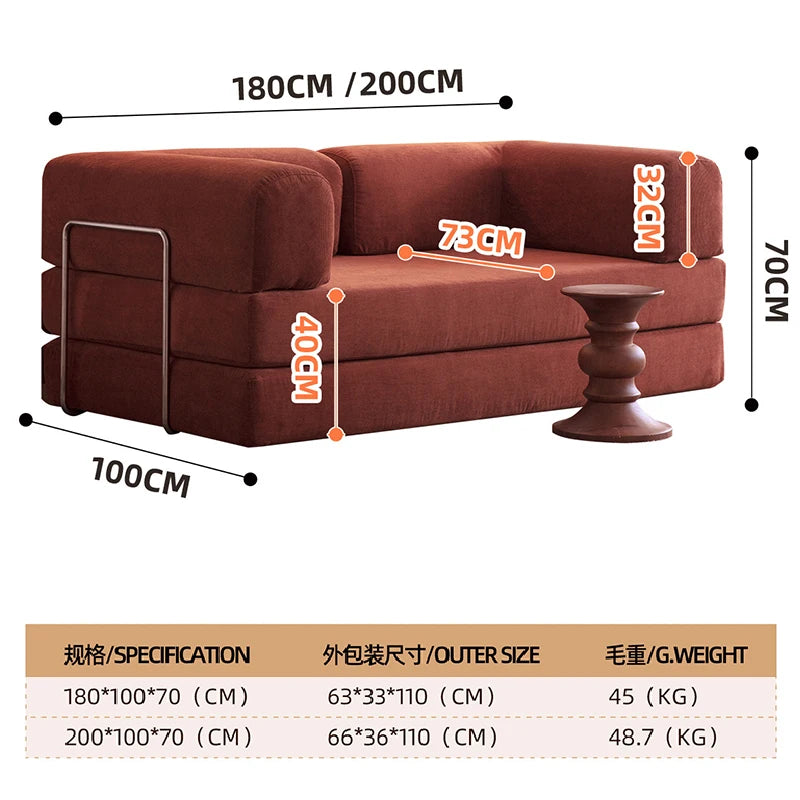 Sofa Bed | 180 cm Length | Corduroy Upholstery | Foldable, Convertible