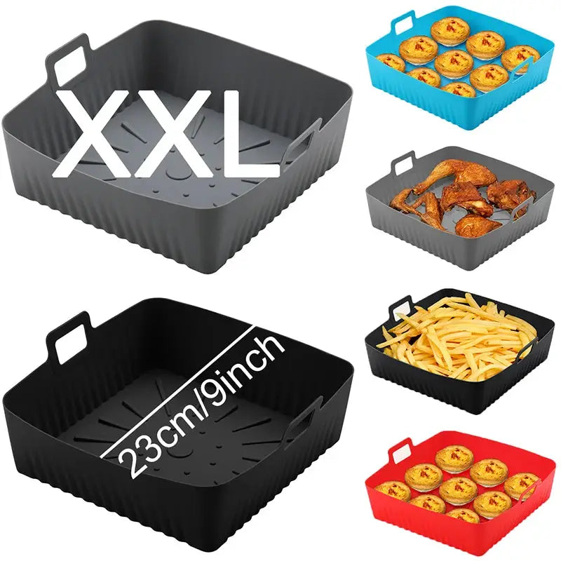 Silicone Air Fryer Liner | 9 Inch | Reusable Nonstick | Cosori/Ninja 6-8Qt