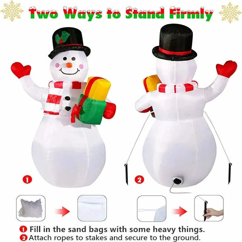 Snowman Inflatables | 5 Ft Tall | Rotating LED Lights | Red Gloves