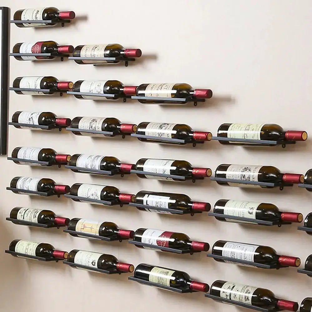 Under Cabinet Organizer Wine Rack Wall Mounted Liquor Wine Bottles Black Metal Wall Decor from PriceLows™