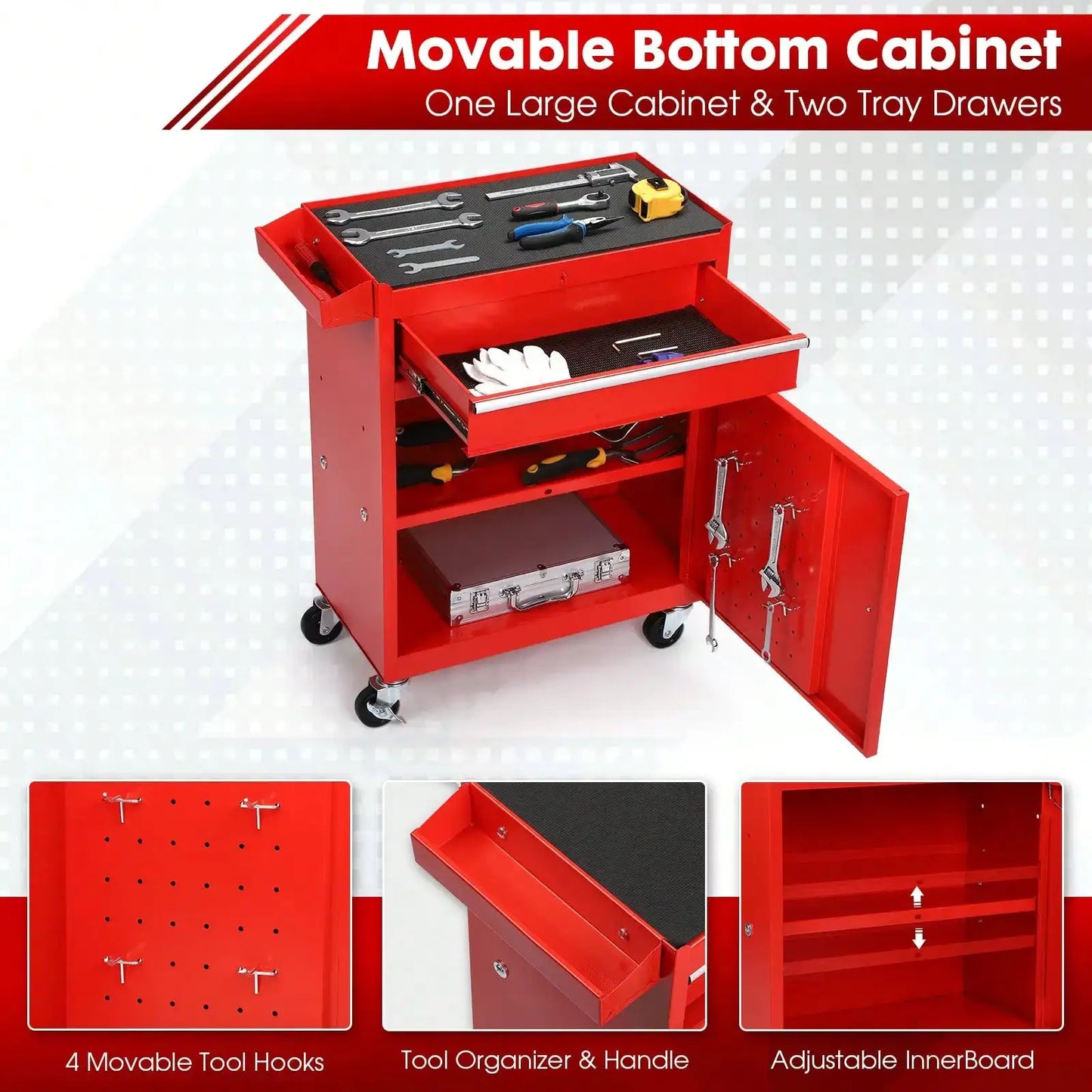 Rolling Tool Chest, 5-Drawer 2-In-1 Tool Cabinet With Lockable Wheels And Detachable Top Tool Box, Tool Cart For Warehouse, Workshop from PriceLows™