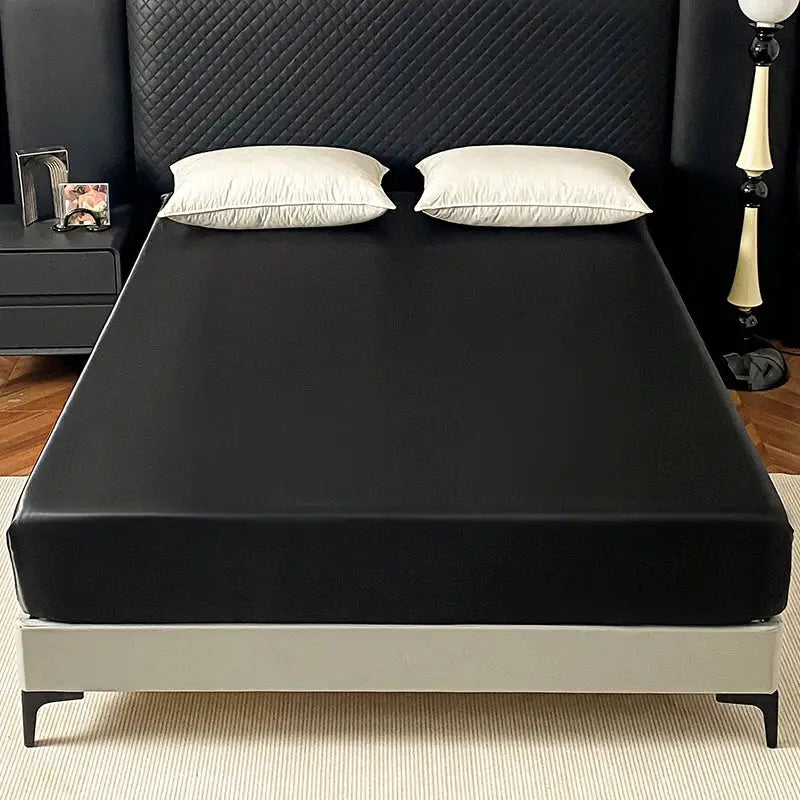 Satin Elastic Fitted Sheet Solid Mattress Cover 360 Band Bed Sheet for Single Double Couple King Queen Full Twin Bedsheet from PriceLows™