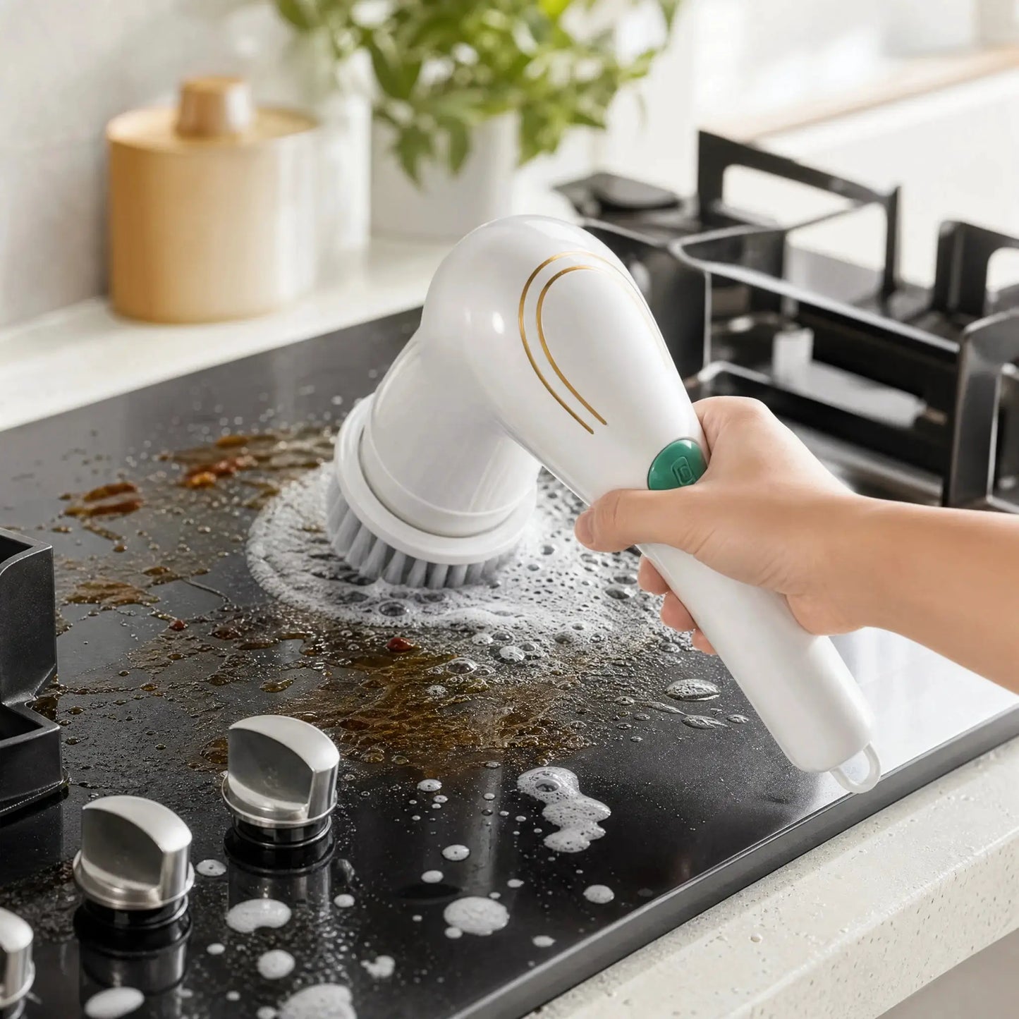 Electric Spin Scrubber | Cordless Design | Five Head Set | Compact Size