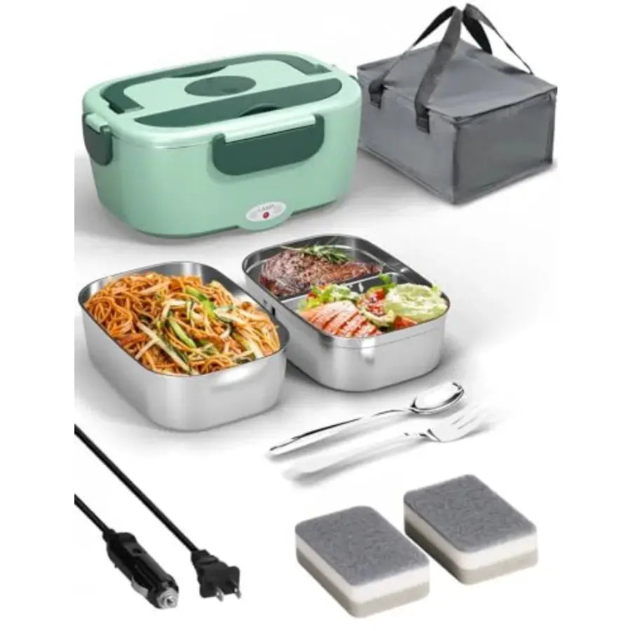 Portable Electric Heated Lunch Warmer Box for Work Stainless Steel Bento Box Adult Plug In Food Heater for Car 12V 24V 110V Sel from PriceLows™