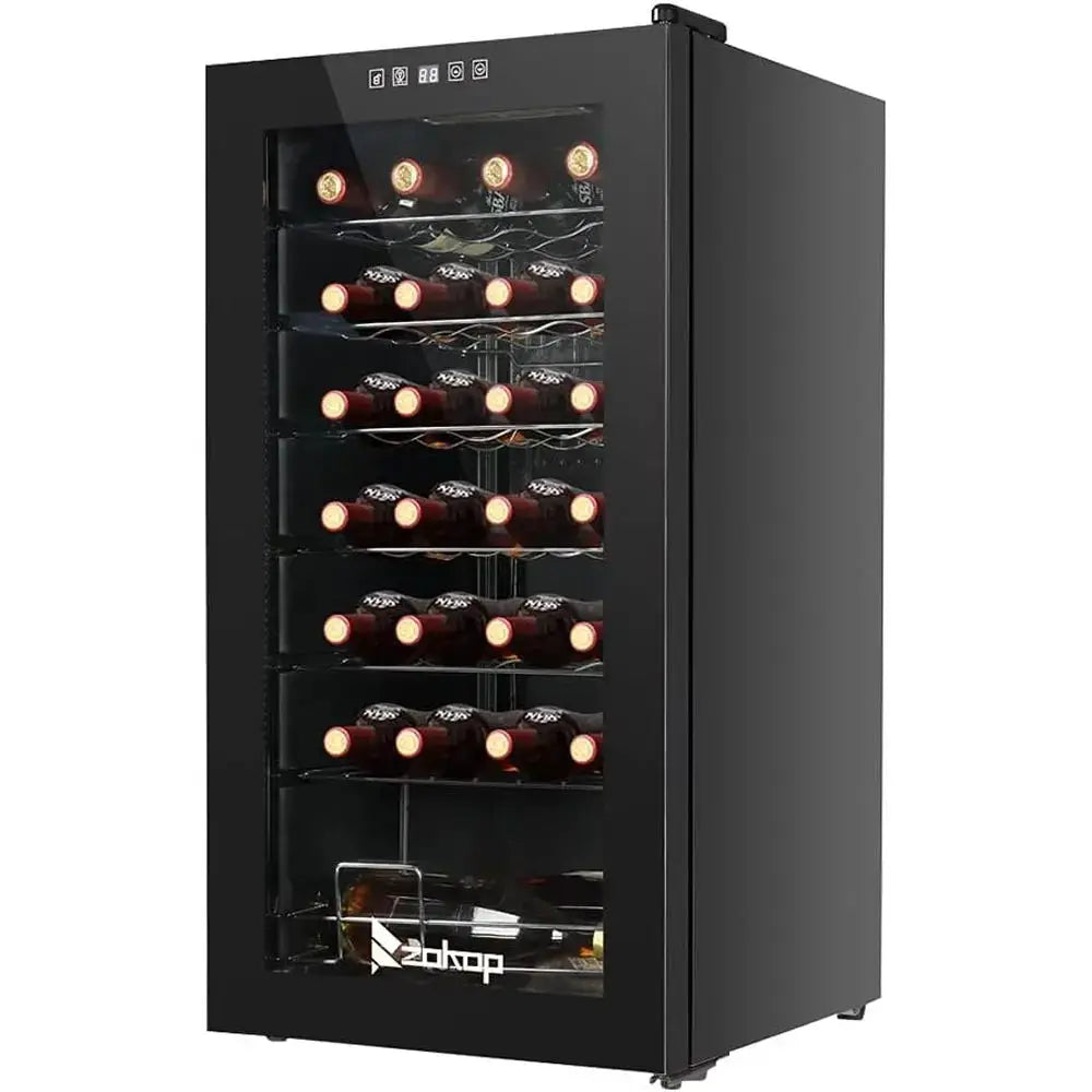 Compact Adjustable Temperature Wine Cooler, Freestanding Mini Fridge with Digital Control and Removable Shelves from PriceLows™