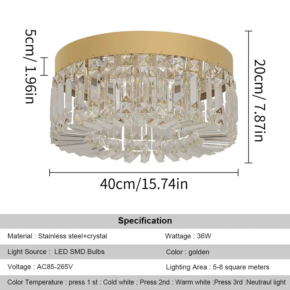 Crystal Ceiling Lamp Living Room Gold Luxury Modern Chandeliers Decoration Led Ceiling Lights Lighting Fixture Diameter 40 50cm from PriceLows™