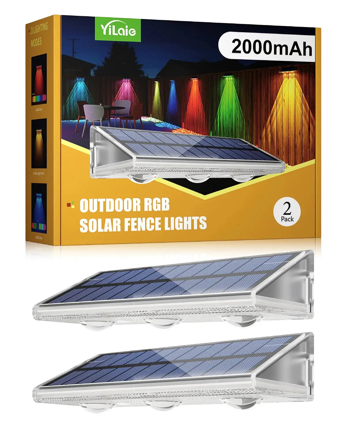 Quality Solar LED Fence Light IP66 Waterproof Auto ON OFF Warm White & 6 Colors & RGB Modes Solar Wall Lamp for Backyard Outside from PriceLows™