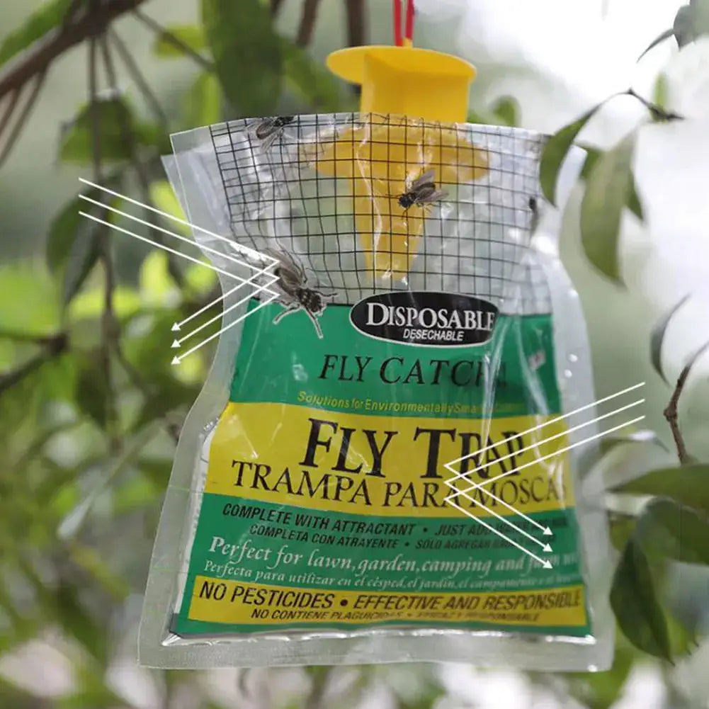 Hanging Fly Trap Bag with Fly Bait Disposable Flies Trap Non-Toxic Mosquito Trap Catcher Fly Wasp Insect Bug Killer for Outdoor from PriceLows™