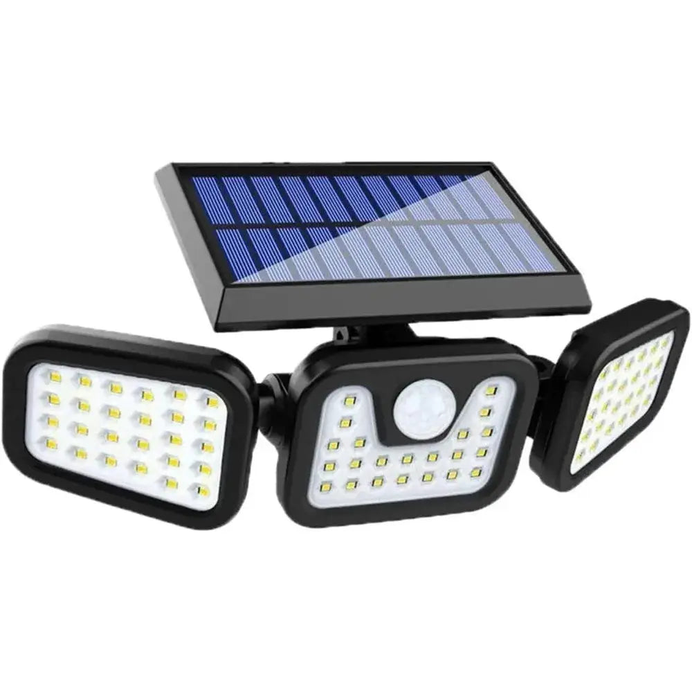 72 LED Three-Head Solar Wall Light with Human Body Motion Sensor - Waterproof Adjustable Garden Street Light from PriceLows™