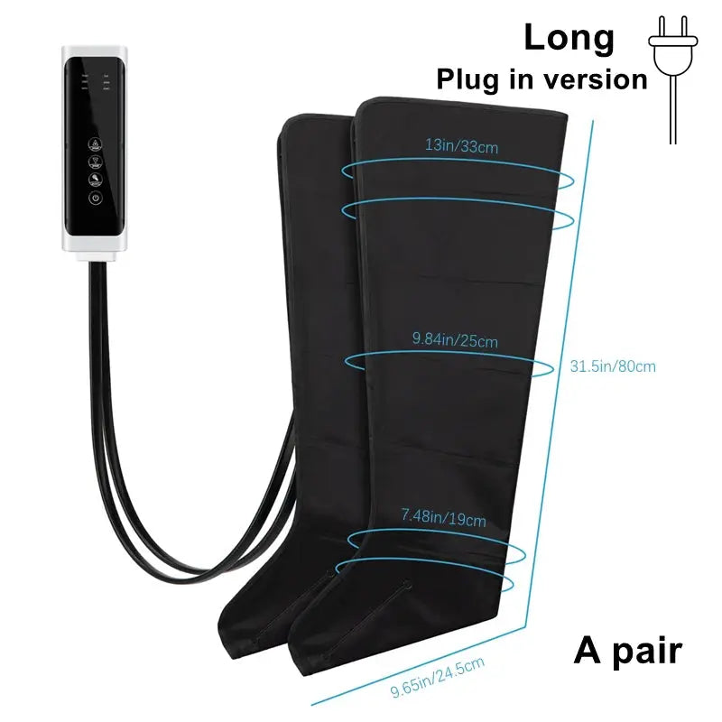 Leg Air Compression Massager | Knee To Toe Coverage | With Remote | One Size